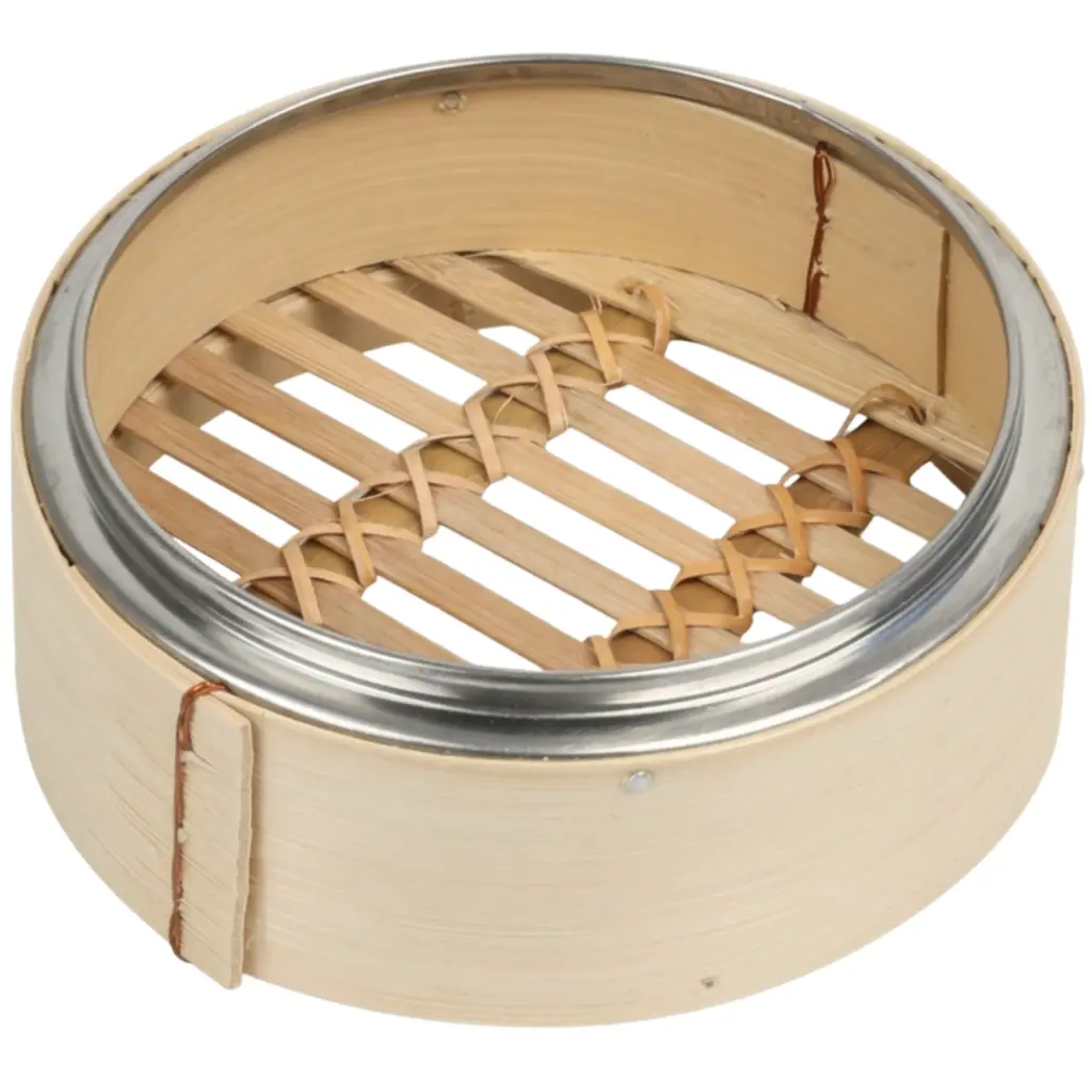 Bamboo Steamer Base 6" (Stainless Rim)
