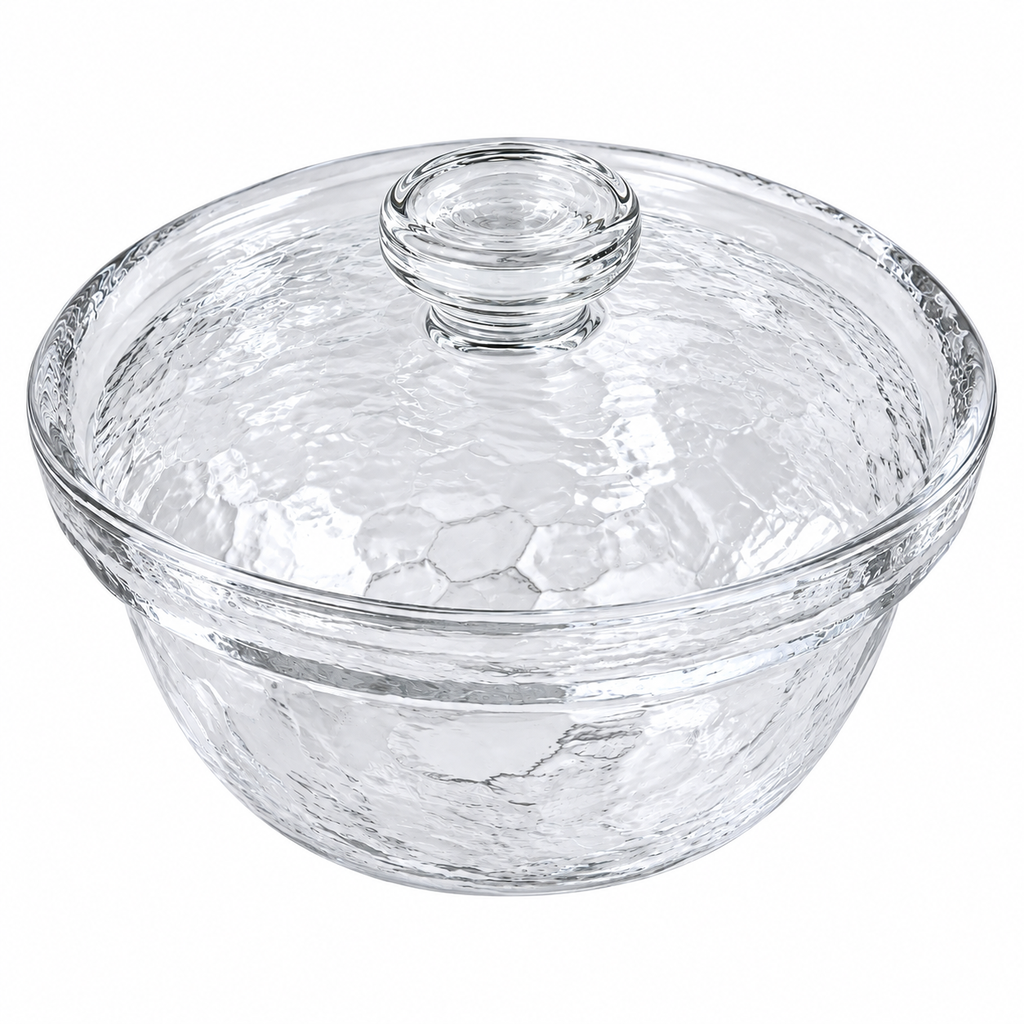 Hammered Glass Bowl with Lid 10 cm