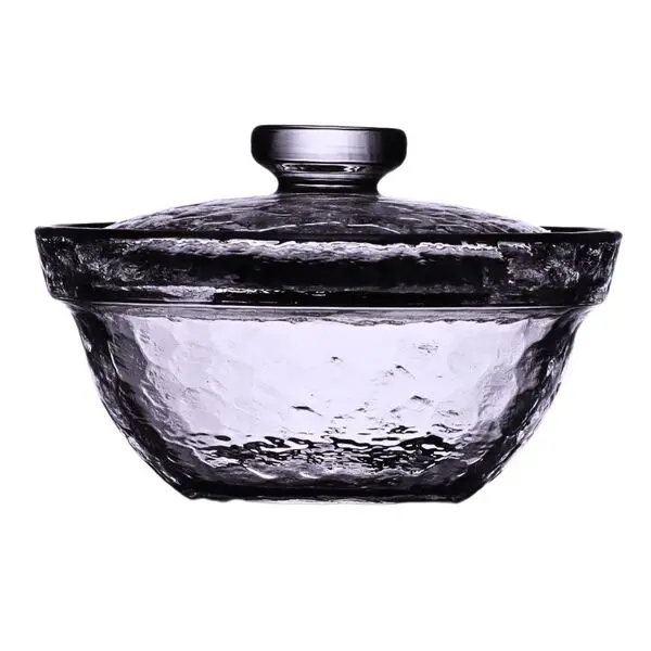 Hammered Glass Bowl with Lid 10 cm