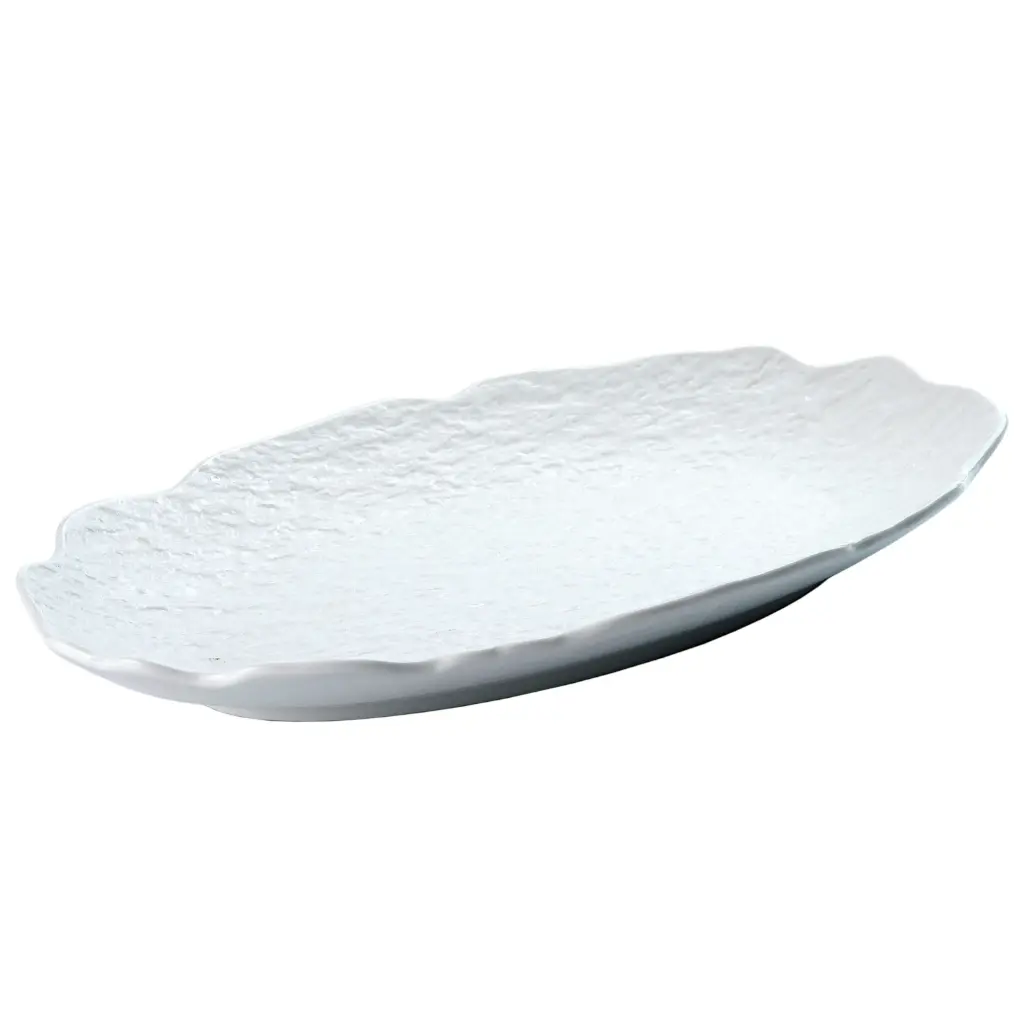Oval Plate with Wavy Edge 10" (White Stone)