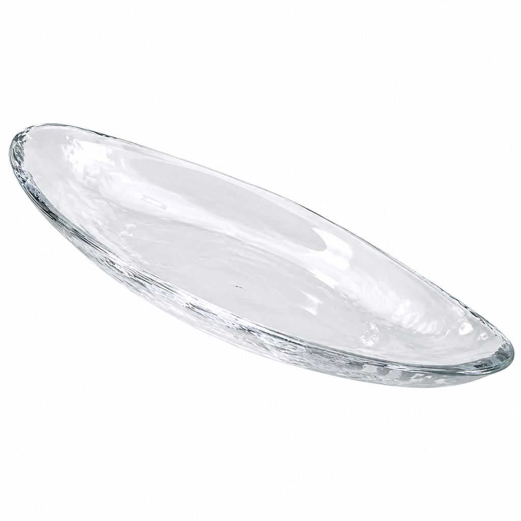Oval Hammered Glass Plate 28 cm