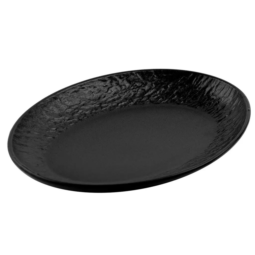 楕円長皿 12" (黒石)