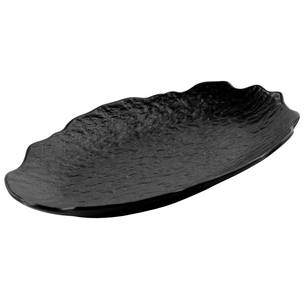 楕円木甲皿 12" (黒石)