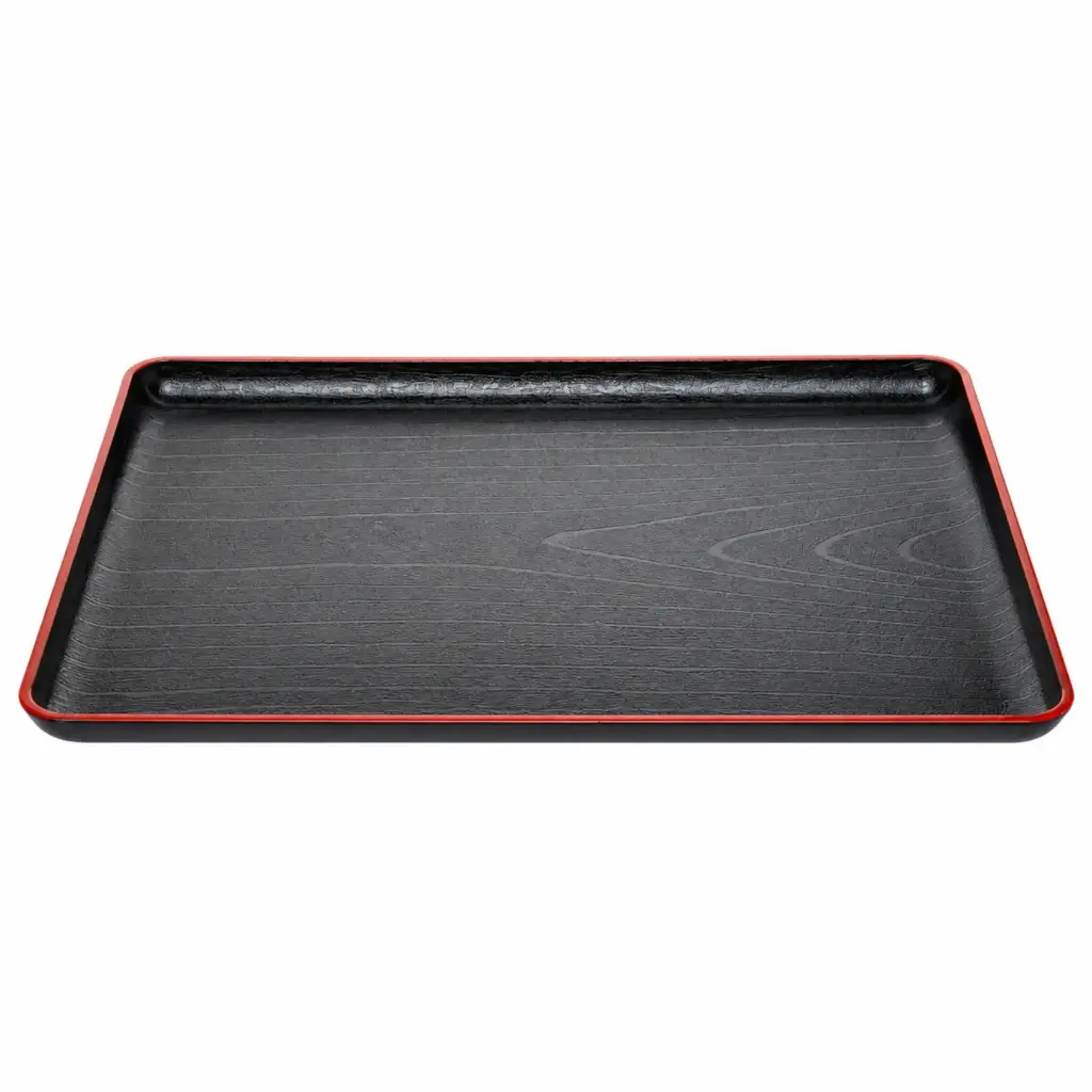 Red Rimmed Rectangle Tray 42.3x33 cm (Black)
