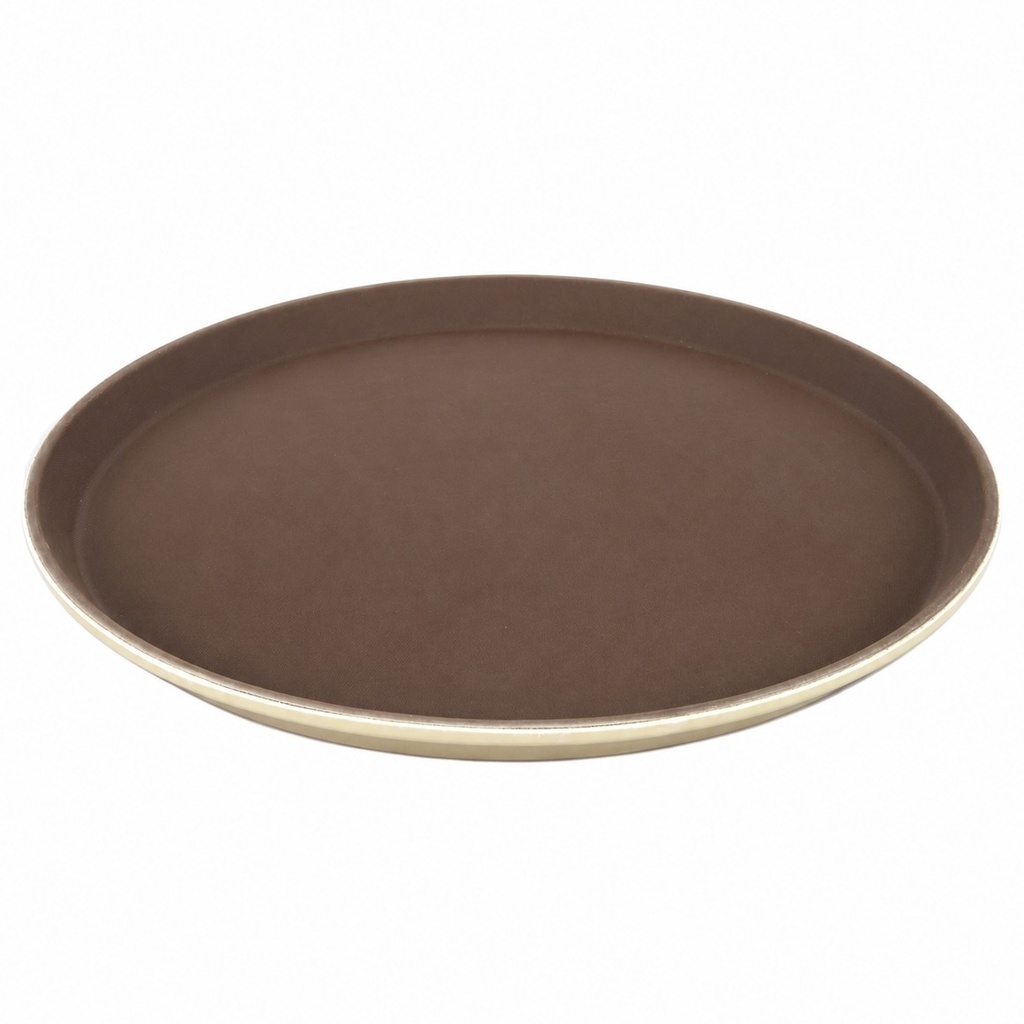 Round Non-Slip Fiberglass Tray 16" (Brown)