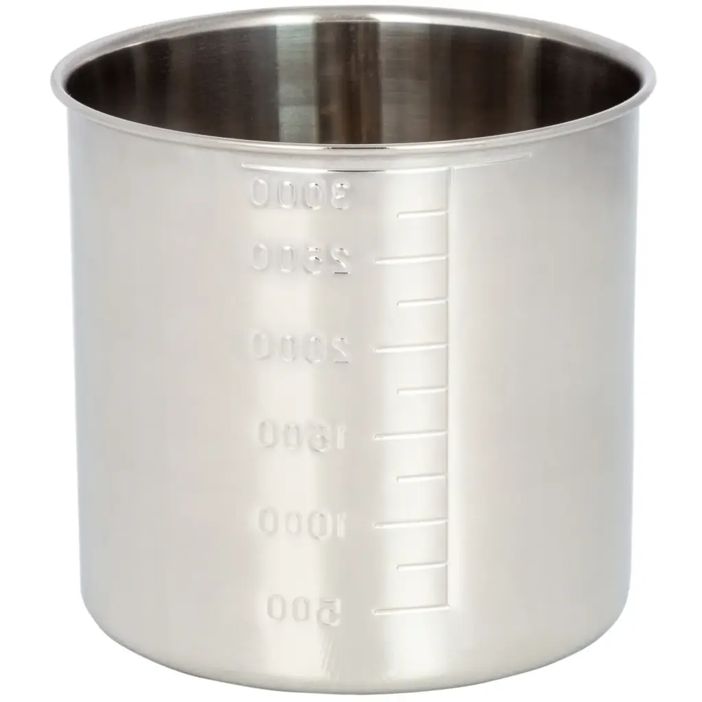 กระป๋องสเตนเลสกลมมีขีดวัด 16 ซม. 3000 มล. (18-8)