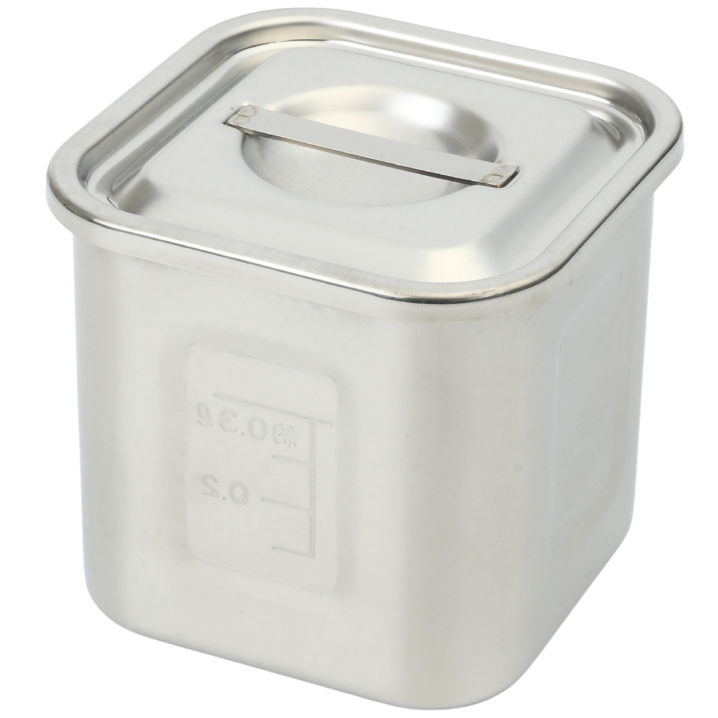 ステンレス 角型ソース入れ 8 cm 460 ml (18-8,目盛付)