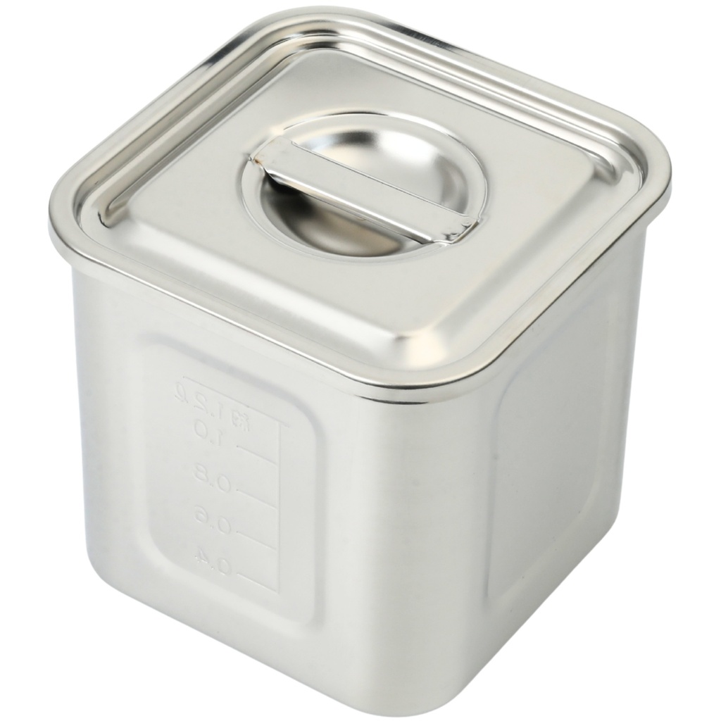 ステンレス 角型ソース入れ 12 cm 1200 ml (18-8,目盛付)