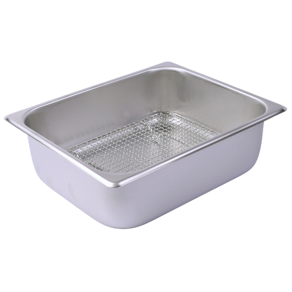 ステンレス油切りバット 網付きセット 32.5x26.5x10 cm (18-8)