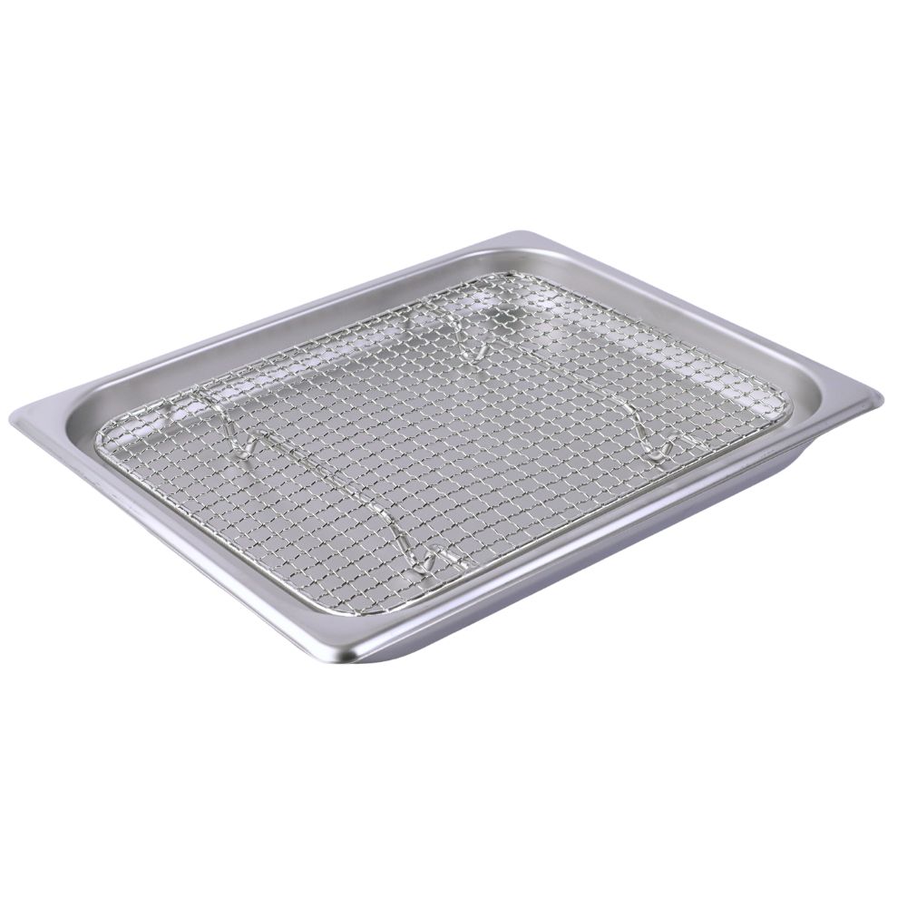ステンレス油切りバット 網付きセット 32.5x26.5x3.2 cm (18-8)
