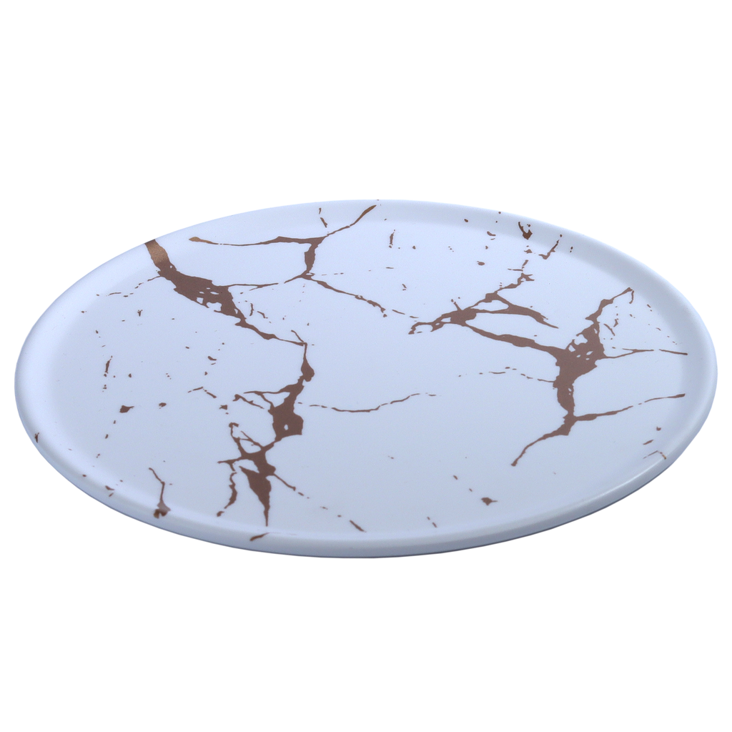 Melamine Round Plate 8.25" (White Marble, 27-016)