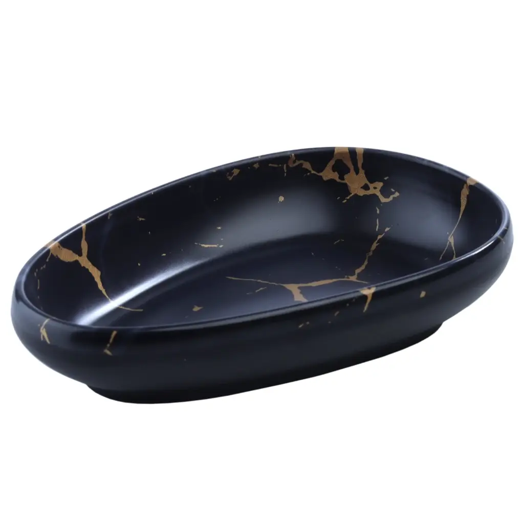 จานทรงรี 7.75 นิ้ว Black Marble (27-001)