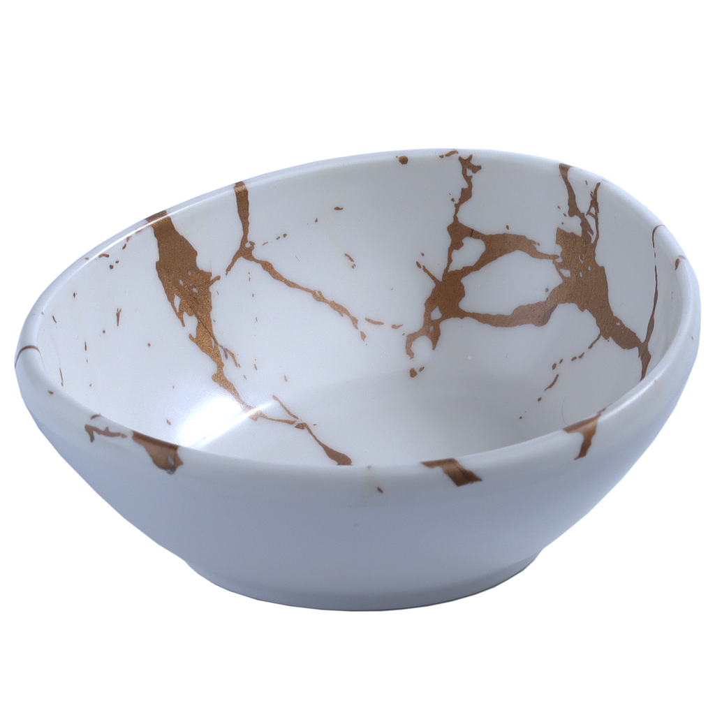 メラミン楕円鉢 6.25" (White Marble, 27-004)
