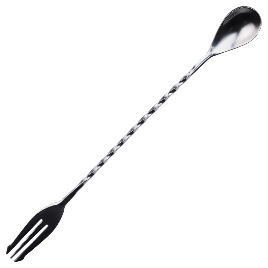 Bartender Twisted Double-Ended Spoon and Fork 9" (18-8)