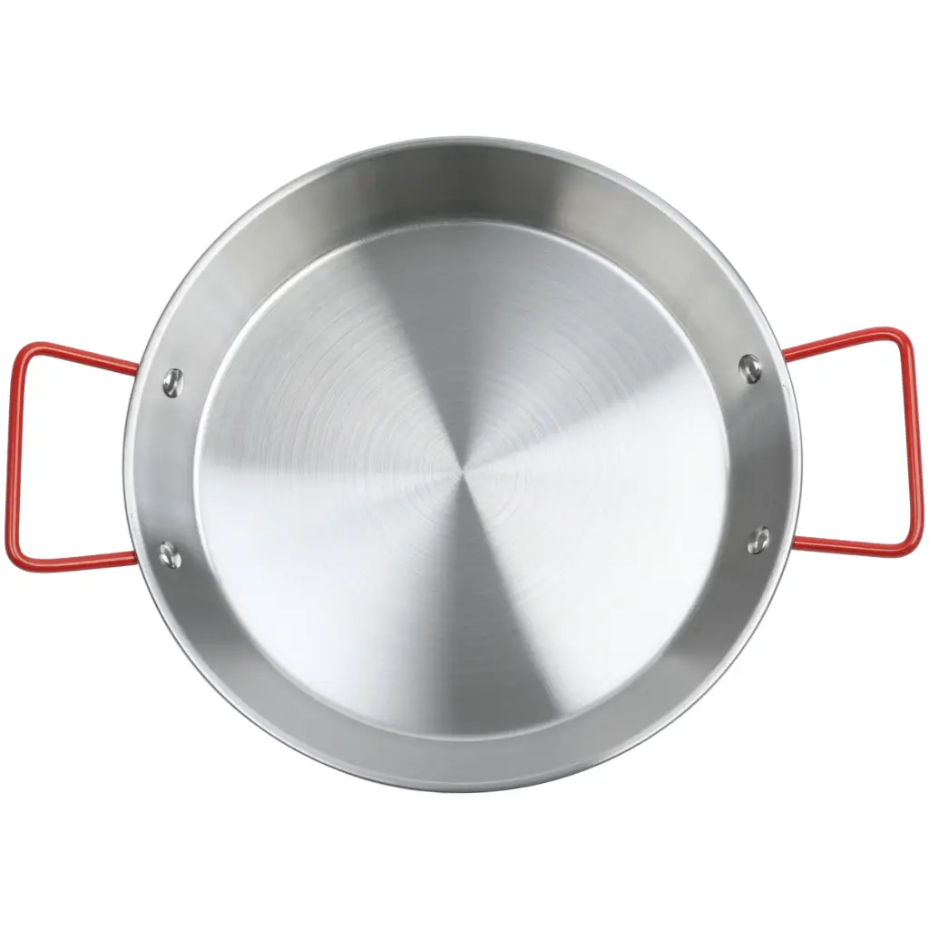 Stainless Steel Flat-Bottom Egg Pan with Red Handles 26 cm