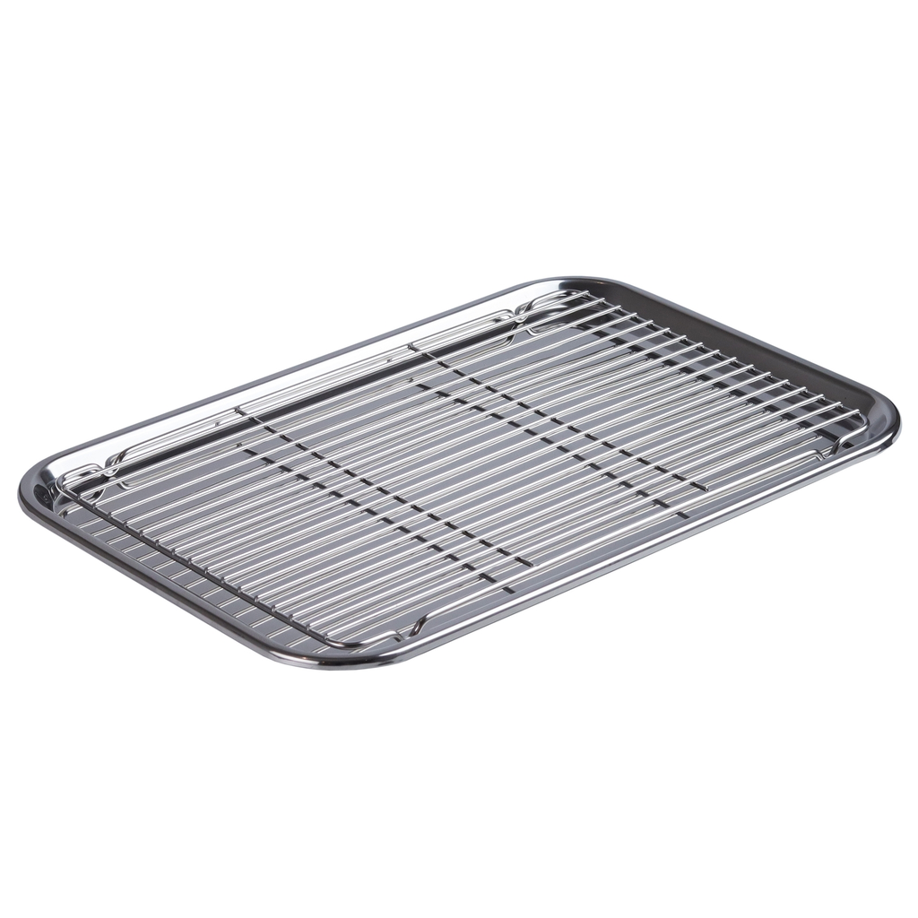 Stainless Steel Shallow Draining Tray with Net Set 19" (18-8)