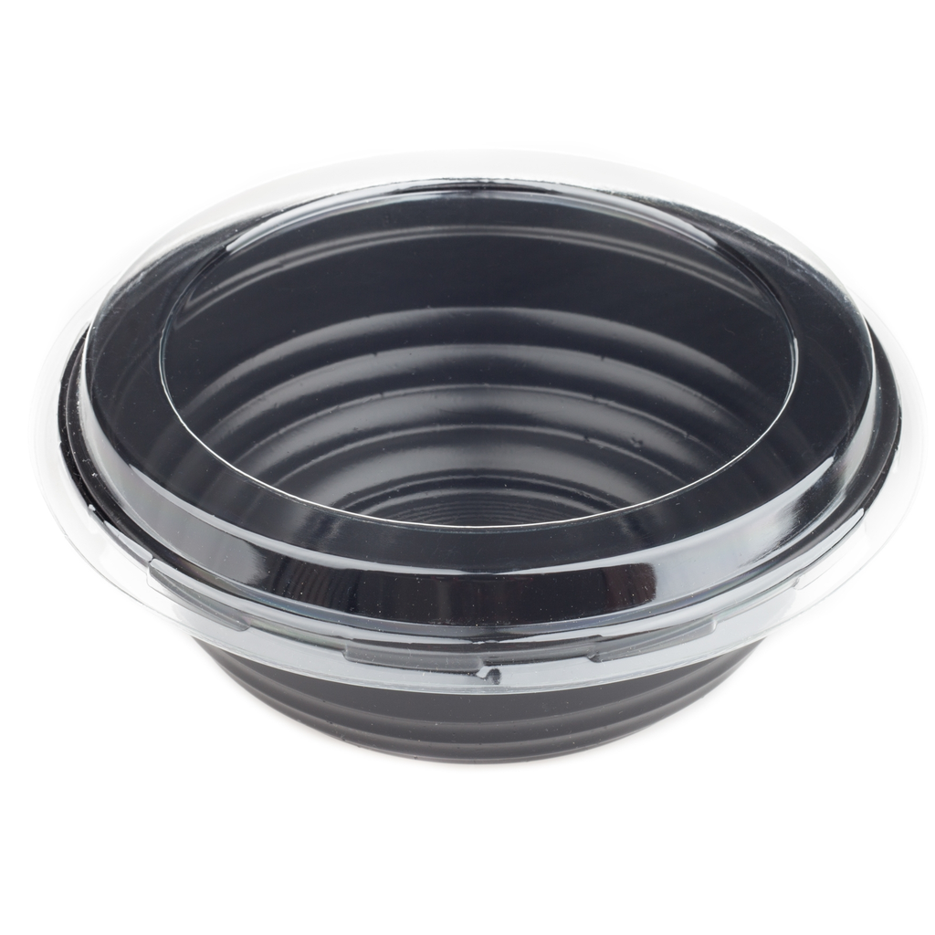 使い捨てPP丼容器 透明蓋付 18 cm (黒, 50セット)