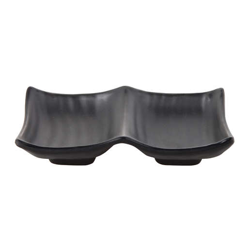 [MLM0060] Melamine 2 Compartments Sauce Dish (Zen Series, Black)