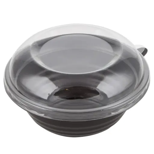 [DPP0085] 使い捨て ミニ容器 丸丼 黒 透明蓋セット