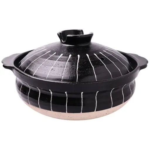[CRM0803] Donabe Nabe 18 cm (White Stripes)