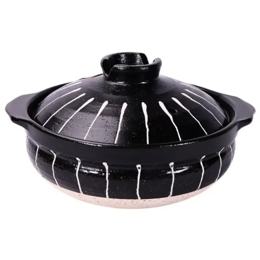 [CRM0806] Donabe nabe 27 cm (White Stripes)
