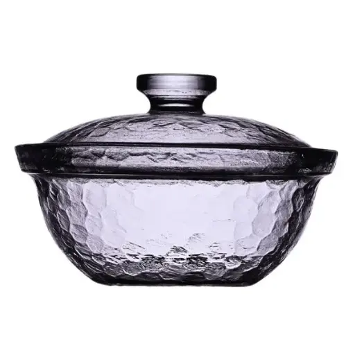 [GLS0114] Hammered Glass Bowl with Lid 12 cm