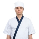 [CLH0017] เสื้อเชฟญี่ปุ่นสีขาวขอบน้ำเงิน M