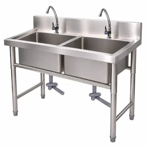 [KAI0212] KAIBA Stainless Steel Double Bowl Sink 120x60x85 cm