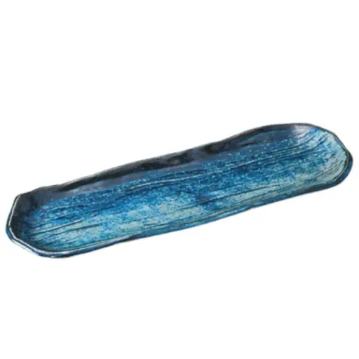 [CRJ0058] จานมากิซูชิลายผ้าย้อมสีน้ำเงิน 12.75 นิ้ว
