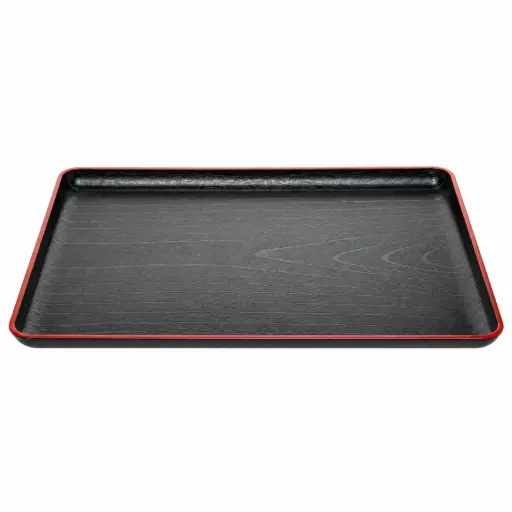 [ABS0037] Red Rimmed Rectangle Tray 42.3x33 cm (Black)