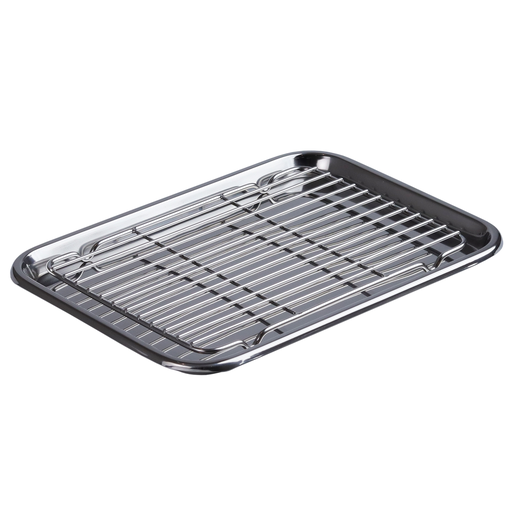 [SET0090] Stainless Steel Shallow Draining Tray with Net Set 11" (18-8)