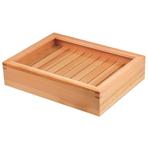 [KWD0028] 木製ネタ箱 透明蓋付 42x32x10 cm