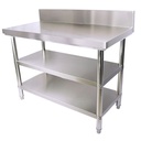 [KAI0204] Work Table with Double Under Shelves and Backsplash 75x140x85+15 cm
