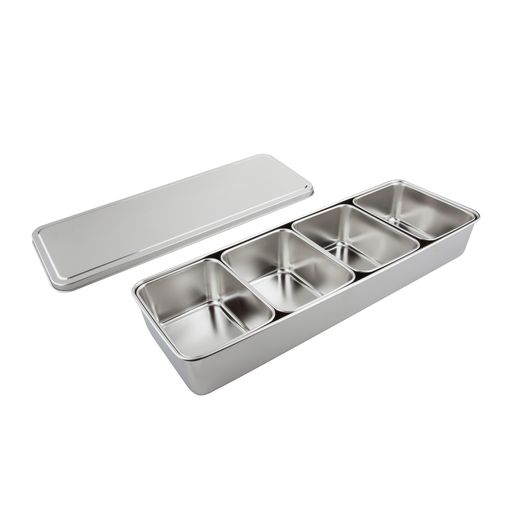 [KJP0468] Yakumi Seasoning Pan 4 Compartments (Long Type, 18-8)
