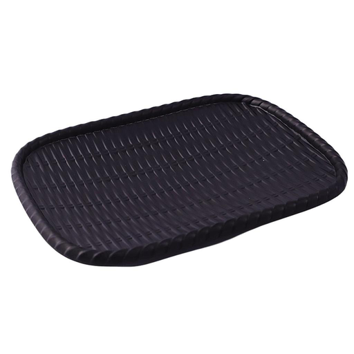 [MLM0200] Melamine Rattan Look Square Basket Tray 21.8x16.5 cm (Black)