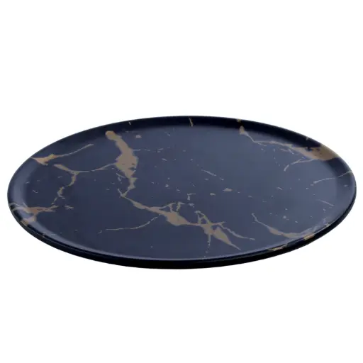[MLM0227] จานกลม Black Marble 8.25 นิ้ว (27-016)