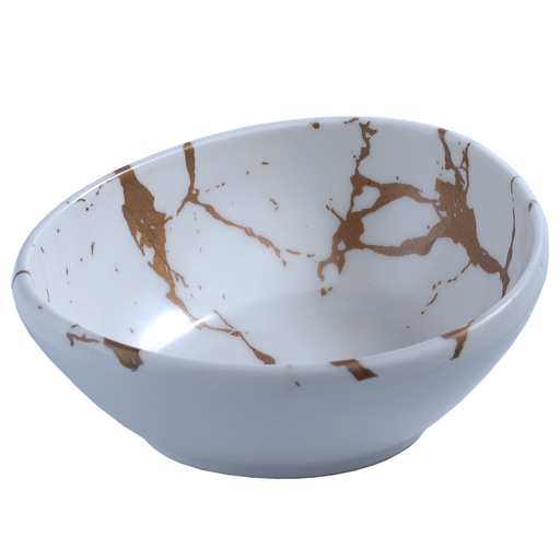 [MLM0213] Melamine Oval Bowl 6.25" (White Marble, 27-004)