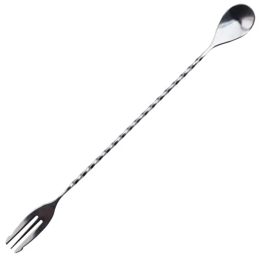 [KFS0085] Bartender Twisted Double-Ended Spoon and Fork 12" (18-8)