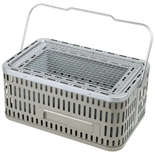 [KJP0970] Stainless Steel Square Tabletop Shichirin Grill 39x25x19.6 cm