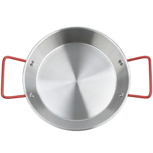 [STL0100] Stainless Steel Flat-Bottom Egg Pan with Red Handles 22 cm