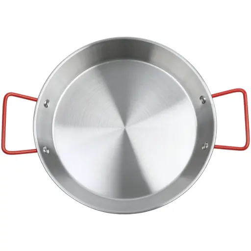 [STL0102] Stainless Steel Flat-Bottom Egg Pan with Red Handles 26 cm