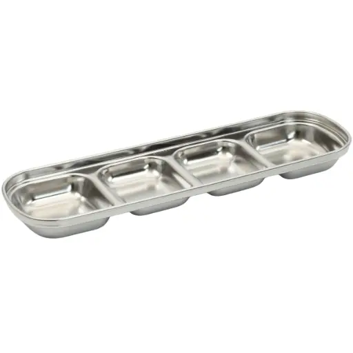 [STL0069] ถ้วยน้ำจิ้มสเตนเลสสี่เหลี่ยม 4 ช่อง (18-8)