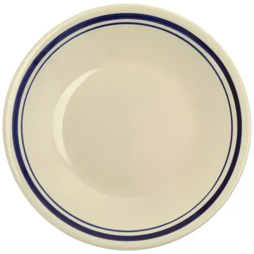[CRM1166] จานกลมสีไข่ไก่เส้นขอบสีน้ำเงิน 9 นิ้ว