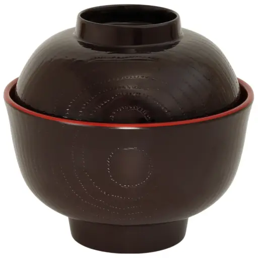 [MLM0303] Melamine Donburi Bowl Set with Wood-Pattern Lid 5.25" (Red)