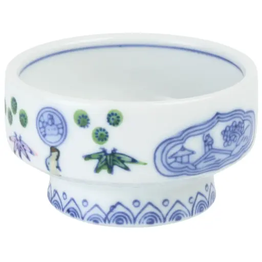 [CRM1115] Footed Cylindrical Dish 3.5" (Blue Pattern)