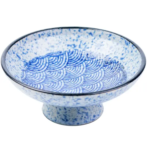 [CRM0996] พานลายคลื่นสีน้ำเงิน 5 นิ้ว