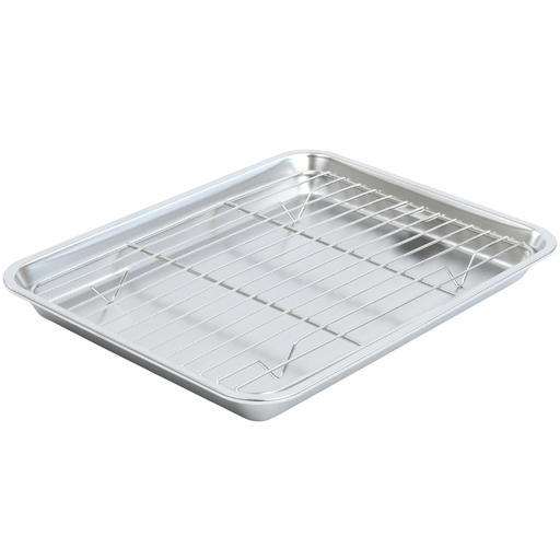 [SET0170] Stainless Steel Draining Tray with Net Set 32x25x3 cm (18-8)
